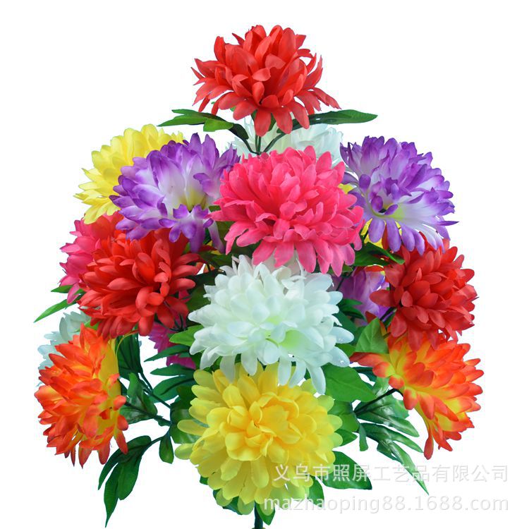 Yiwu Screen Artificial Flower in Stock Wholesale 6 Colors Mixed Color Tomb Sweeping Flowers Bouquet 