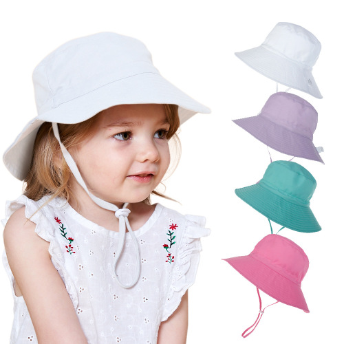 spring and summer european and american new sun hat male and female baby breathable quick-drying beach hat children sun protection adjustable fisherman hat