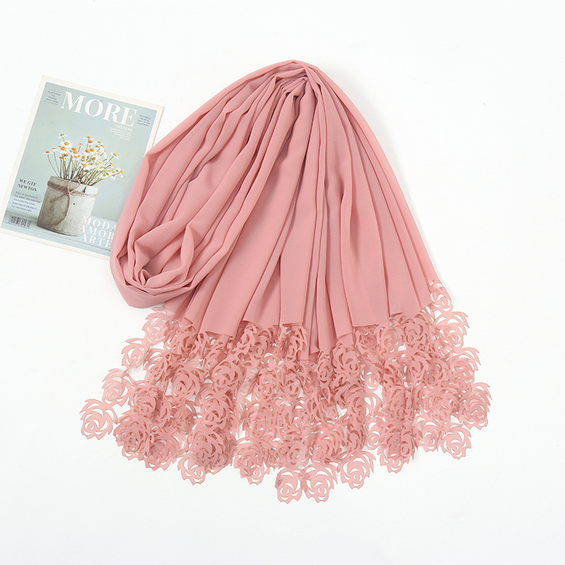 Cross-Border Amazon Supply New Scarf Chiffon Laser Rose Silk...
