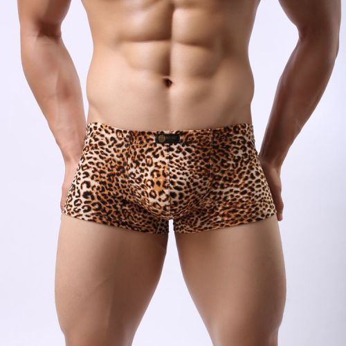 Sexy Leopard Print Underwear Men‘s Boxers Nylon Cold Breathable Boxers Boxers Independent Packaging Hair Generation