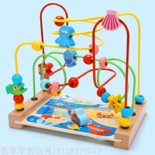 marine transportation walking bead-stringing toy children‘s educational wooden toy teaching aids game development intelligence boys and girls
