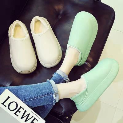 Waterproof Cotton Slippers Women's Bag Heel Autumn and Winter Household Indoor Warm Plush Thick Bottom Couples Cotton Shoes Men's Winter