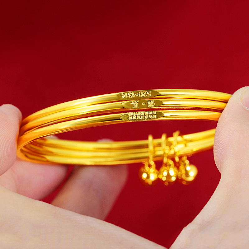 Gold Shop Same Style Sansheng Sanshi Bracelet Women's Vietnam Placer Gold Thin Coil Fashion All