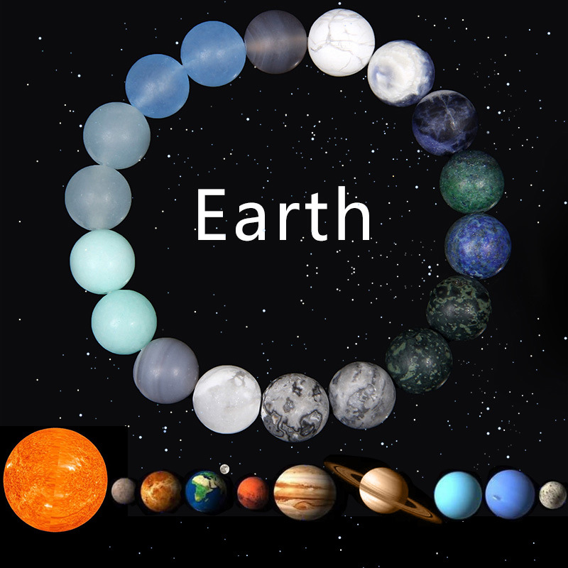 Amazon Hot Sale Natural Stone Bracelet Men's Universe Planet 10mm Beads Galaxy Trendy Jewelry F