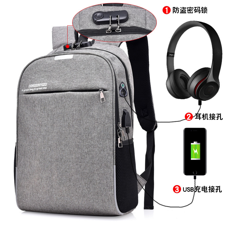 New Backpack Men's USB Charging Backpack Waterproof Business Casual 15.6-Inch Computer Bag Anti