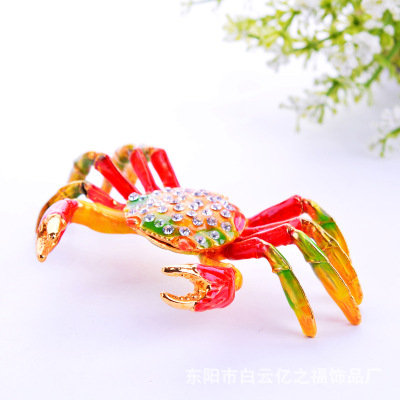 Metal Wholesale Gift Box Home Creative Animal Decoration Diamond Crab Jewelry Box Russian Jewelry Box Gift