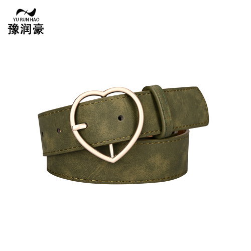 Fashion Simple Peach Heart Matte Pin Buckle Jeans Belt Creative Outerwear Korean Style Decorative Belt 