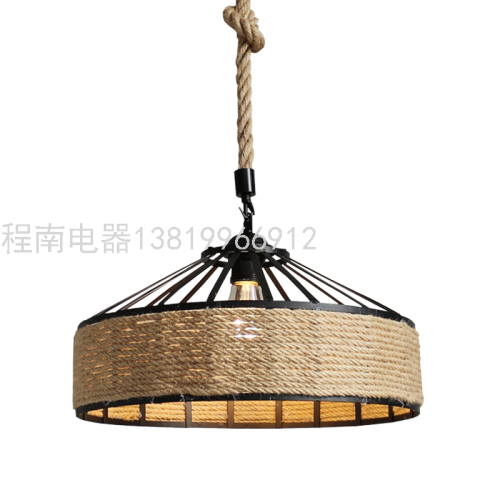 American Country Hemp Rope Chandelier Clothing Store Retro Industrial Style Personalized Creative Restaurant Net Cafe bar Table Lamp 