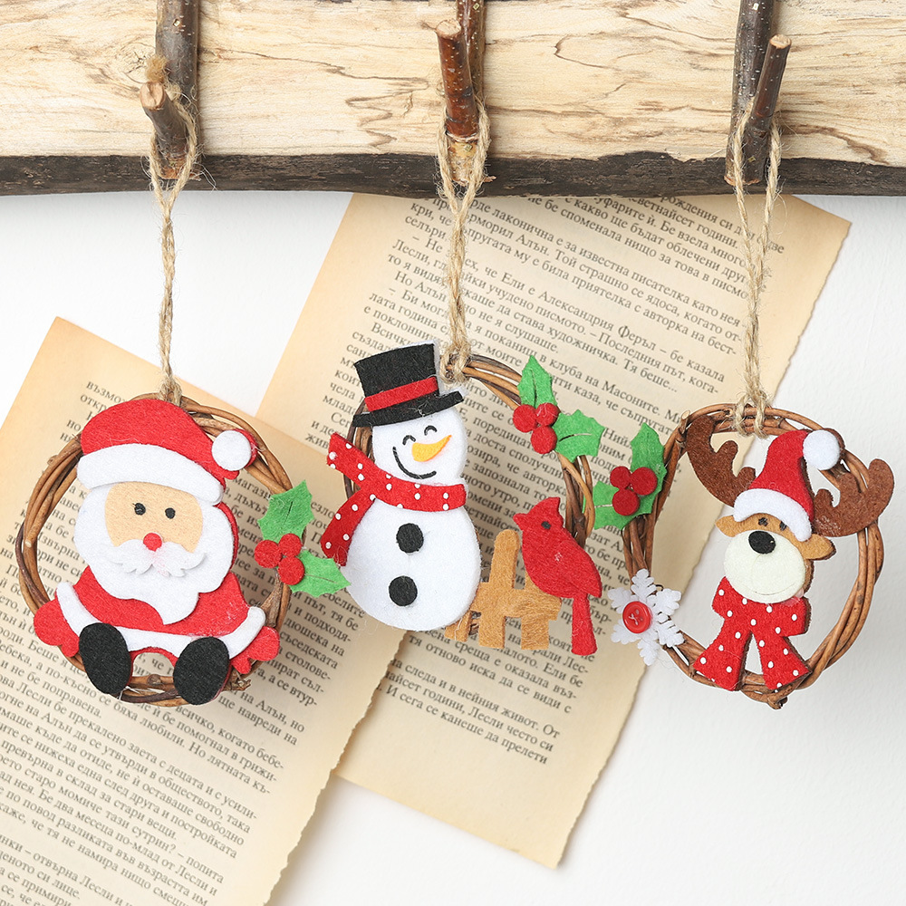 Mmmm Foreign Trade Popular Style Christmas Decorations Non-Woven Fabric Vine Ring Pendant Elderly Sn