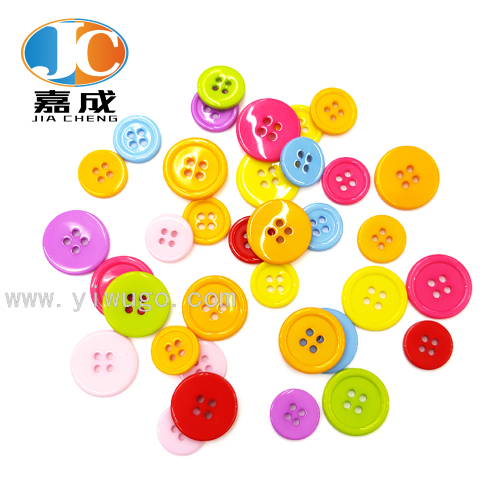 Factory Direct Color Mixed Button handmade Plastic Button DIY Creative Sticker Button round Four-Eye Button 