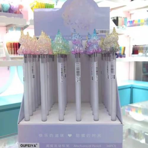 Cross-Border Supply Ofeia Stationery Student Creativity Crystal Unicorn Color Propelling Pencil