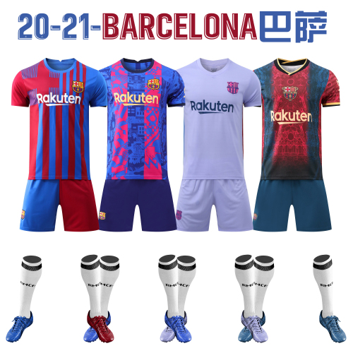 2021 barcelona home jersey macy jersey adult children football clothing men