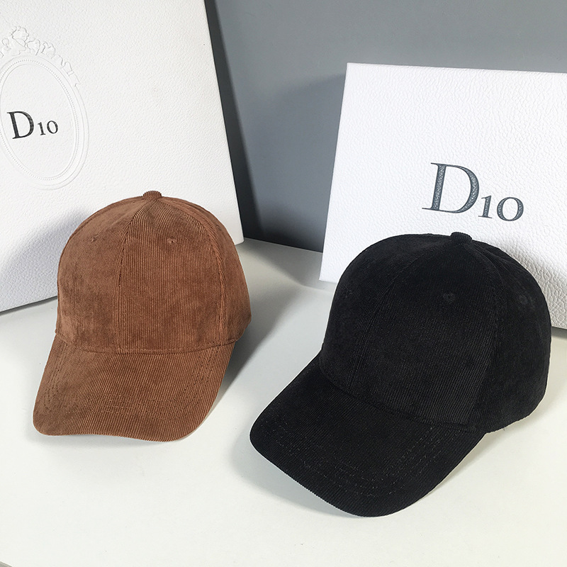 Fashion New Hat Men's Trendy Spring and Autumn Korean Style Versatile Solid Color Corduroy Peak