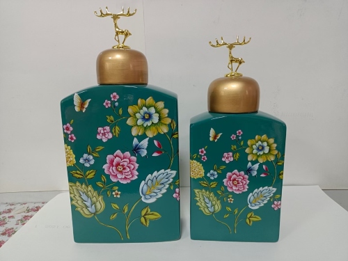 creative ceramic storage tank bird peony flower affordable luxury fashion simple storage ornaments