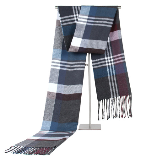 European and American New Cashmere-like Warm Men‘s Scarf Middle-Aged and Elderly Striped Plaid Men‘s Scarf Gift Factory Direct Sales