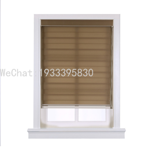 Khaki Day and Night Curtain Soft Gauze Curtain Roller Curtain Office Meeting Room Dimming Curtain Lifting Double-Layer Louver Shading 