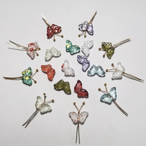 7*15 Three-Dimensional Butterfly Hairpin Accessories Material Wholesale Antique Ornament Accessories Handmade Material Czech Glass Beads
