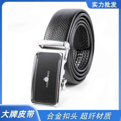 Fen IBAO Apple Belt Men‘s Business Casual Automatic Buckle Microfiber Belt Alloy Buckle Pant Belt Factory Wholesale