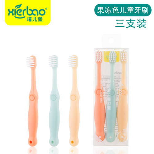 3 packs/box jelly color children soft bristle toothbrush baby training toothbrush cute short handle soft bristle toothbrush 9308