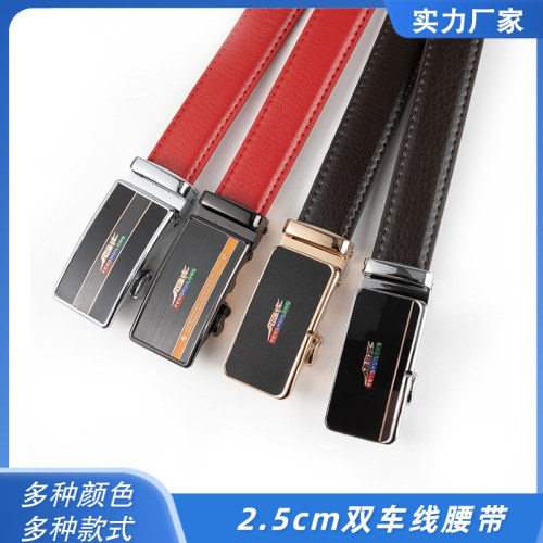 Women‘s Genuine Leather Belt New 2.5cm car Line Female Business Automatic Buckle Non-Hole Leather Belt Factory Direct