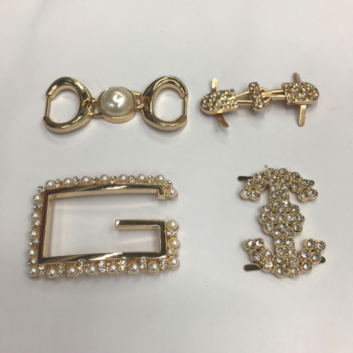 zinc alloy shoe buckle pearl chain claw shoe buckle box buckle clothing buckle gold single shoes sandals