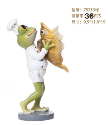 Resin Craft Ornament Modern Minimalist Creative Frog Holding Fish Decorative Crafts Decoration Factory Direct Sales