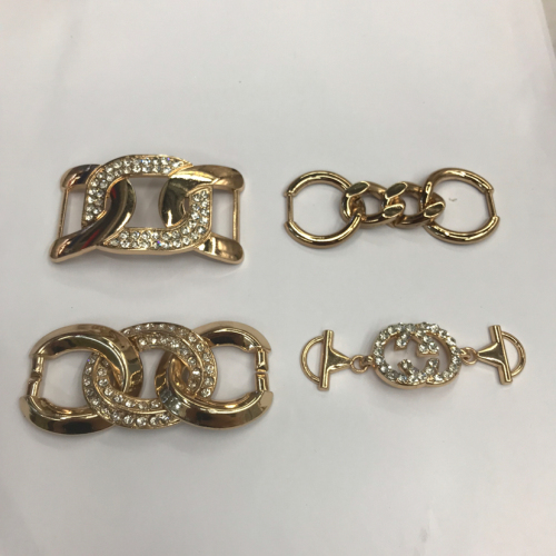 Zinc Alloy Chain with Rhinestone Available Shoe Buckle Clothing Buckle Box Bag Buckle Hat Buckle Gold 