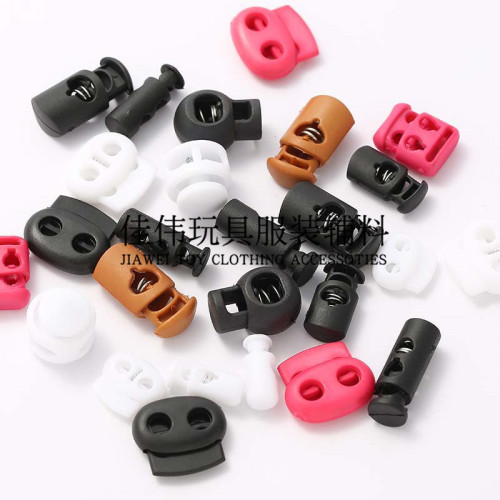 Factory Direct Supply Barrel-Shaped Single Hole Tighten Buckle Spring Buckle Plastic Long Flat Spring Fastener Wholesale