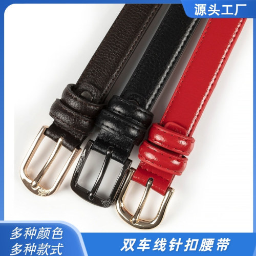 lychee pattern pin buckle belt new korean style women‘s casual all-match pu diamond belt factory wholesale customization