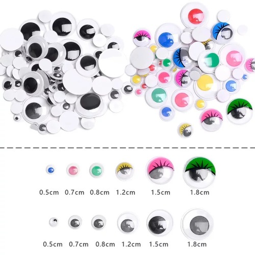 with adhesive black and white， colored moving eye beads animal eye stickers diy handmade three-dimensional moving eye material accessories