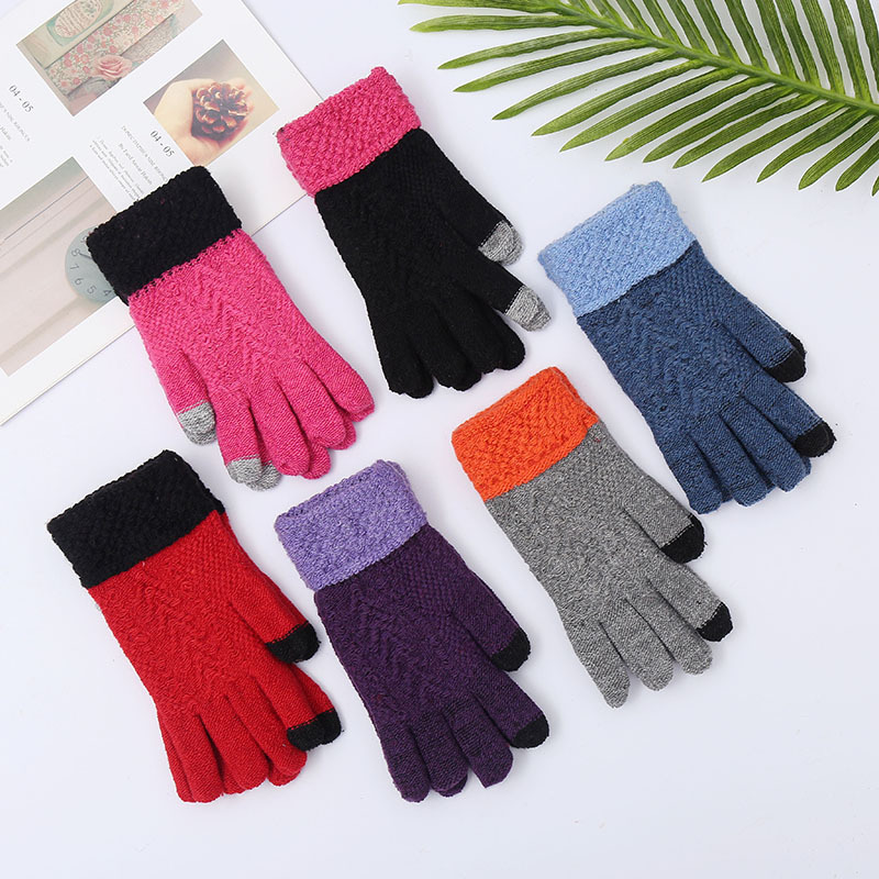 New Winter Cashmere Knitted Gloves Touch Screen Split Finger Warm Gloves Outdoor Cycling Sports Fact