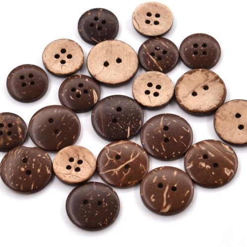 Natural Coconut Button Coconut Shell Charcoal Button Two-Eye Button Double-Sided Coconut Shell Button Shirt Button Clothing Hat