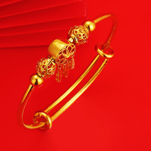 High-Profile Figure Dreamcatcher Vietnam Placer Gold Bracelet Women‘s Simple Cold Style Hollow Dreamcatcher Push-Pull Bracelet Wholesale