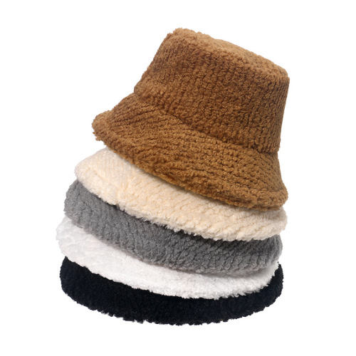 021 Autumn and Winter New Fashion European and American Versatile Thick Plush Basin Hat Solid Color Striped Fisherman Hat Warm Hat Men and Women 