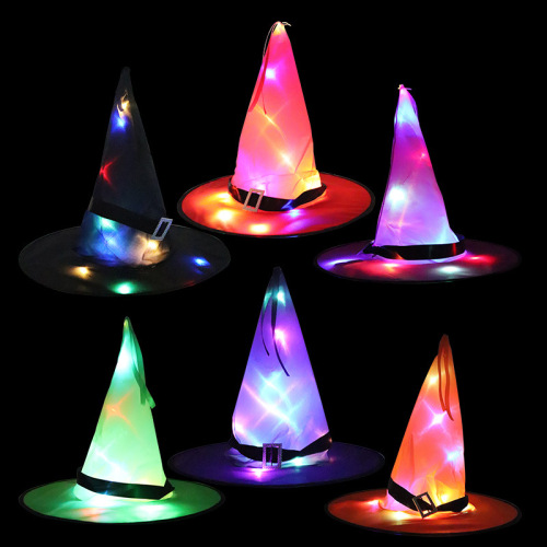 Halloween Hat Ghost Festival Party Decoration Props Led Glowing Witch Hat Wizard Witch Hat Witch Hat