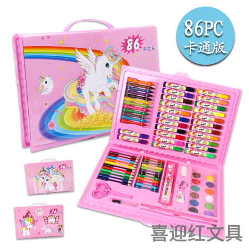 86pcs Factory Direct Sales Children‘s Watercolor Pens Set 86 Piece Set， Cartoon Version