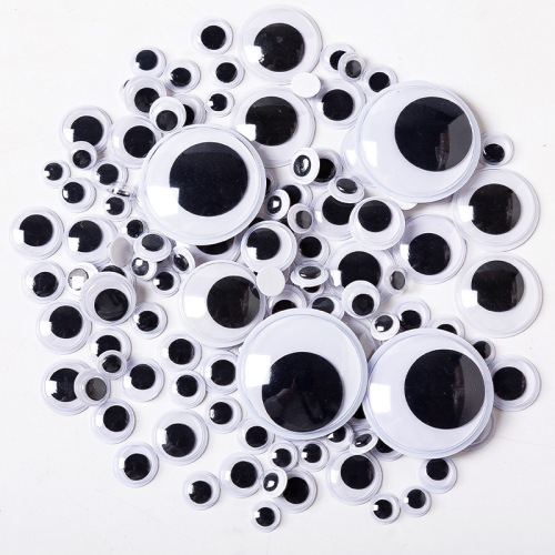 Plastic Moving Eyes Black and White with Adhesive DIY Children‘s Creative Toys Plastic Animal Eyes Accessories Stickers Wholesale