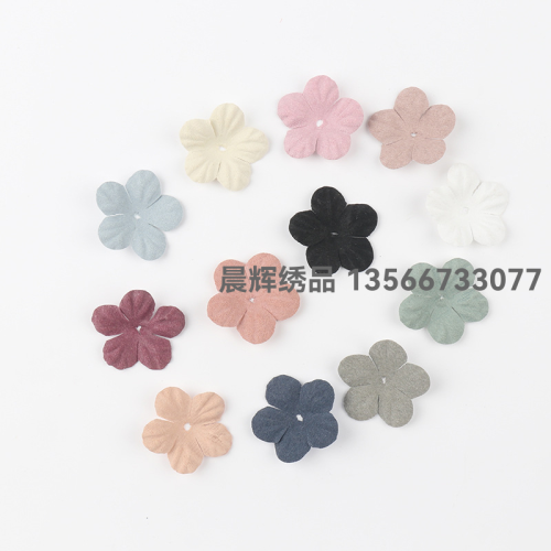 Korean Microfiber DIY Five Faces Six-Petal Laminate Handmade Headwear Hair Accessories Ornament Accessories Brooch Flower Factory Wholesale