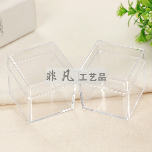 5cm transparent plastic food packing box ps square with lid biscuit box jewelry storage box