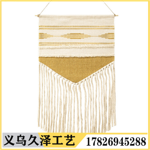 fine stripe silk screen printing woven tufted tassel tapestry amazon european and american wall decoration ins wall hanging