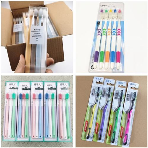 WeChat Hot-Selling Family Pack Soft-Bristle Toothbrush Care Gum Toothbrush Macaron Gift Gift Live Toothbrush