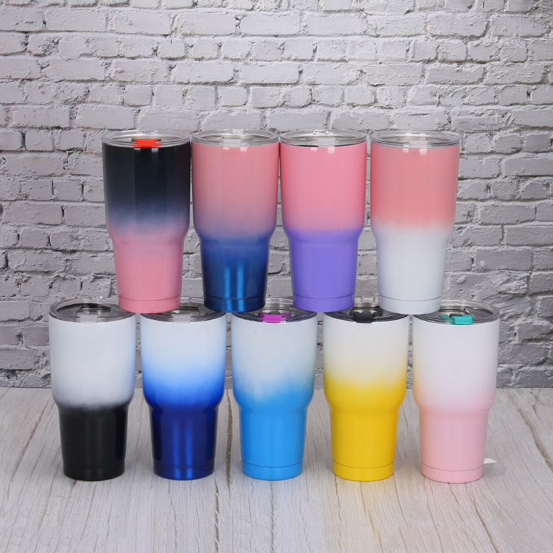 Exclusive for Cross-Border 30Oz Large Ice Cup 304 Stainless Steel Color Gradient Cup Large Capacity