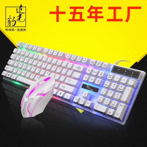 source manufacturer chasing leopard g21b wired keyboard and mouse set usb luminous machinery sense key mouse suit cross-border