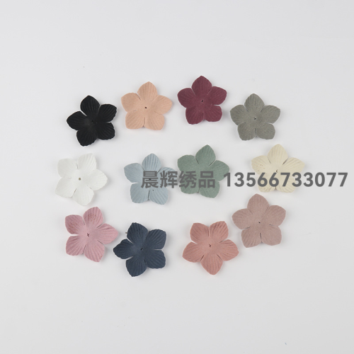 microfiber leather artificial flower piece five petals handmade diy mobile phone shell material headdress hair accessories accessories hairpin accessories