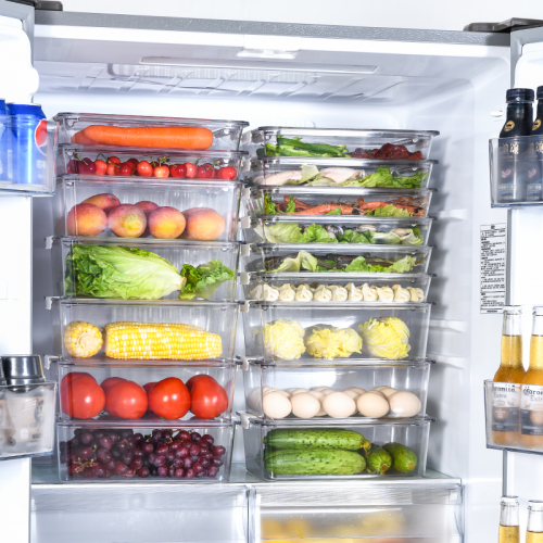 refrigerator storage box pet material transparent crisper with lid freezer box non-grid dumpling storage box