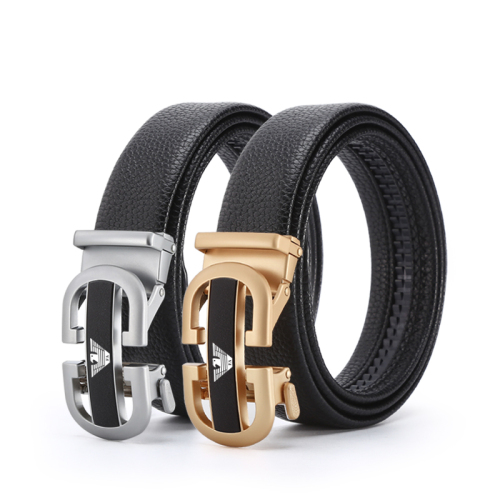 Belt Men‘s Leather Two-Layer Cowhide Alloy Automatic Buckle Business Belt Casual Belt Wholesale