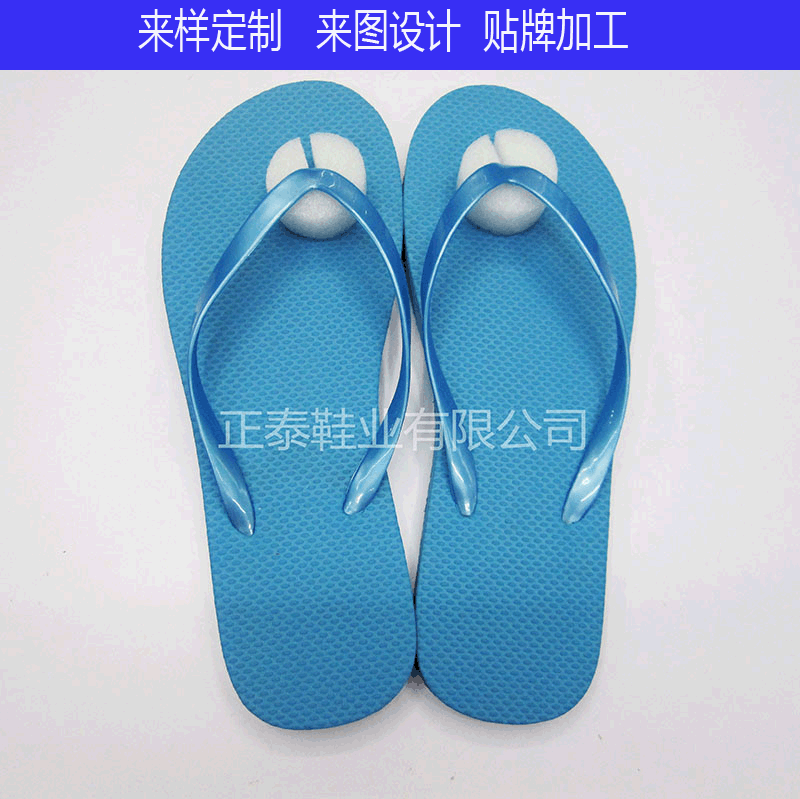 foreign trade customized blue flip flops light version flip-flops pe flip-flops solid color female slippers can be printed logo pattern