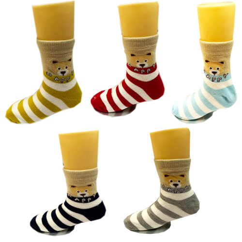 yiwu shopping union recommends five pairs of combed cotton striped bear socks