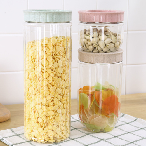 transparent sealed jar kitchen noodle storage jar plastic grains storage jar snack storage box
