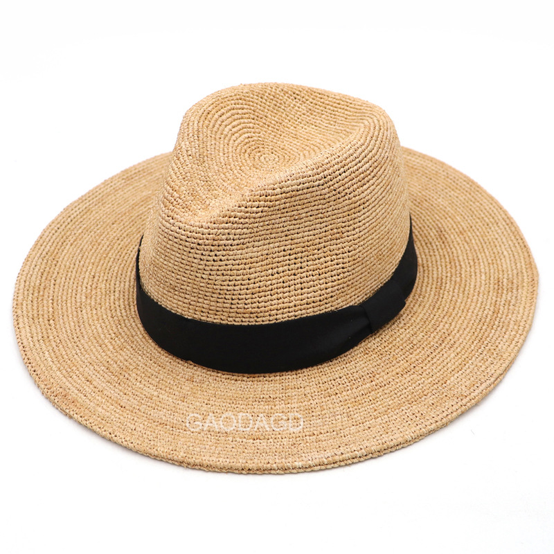 Panama Straw Hat Raffia Hat Men's Sun-Shade UV Protection Sun Hat Women's Vacation Beach S